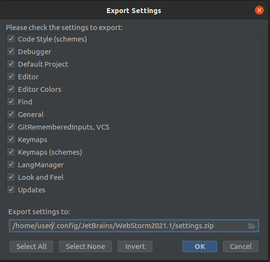 Webstorm: Eksport ustawień