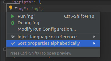 Webstorm: Popup do uruchomienia skryptu